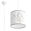 Suspension enfant princesse 30 cm E27, abat-jour tambour en tissu imprimé d'une petite princesse en tutu