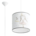 Suspension enfant princesse 30 cm E27, abat-jour tambour en tissu imprimé d'une petite princesse en tutu