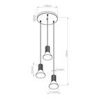Schéma coté suspension Estria hauteur 120 cm rosace 30 cm abat-jour 14 cm