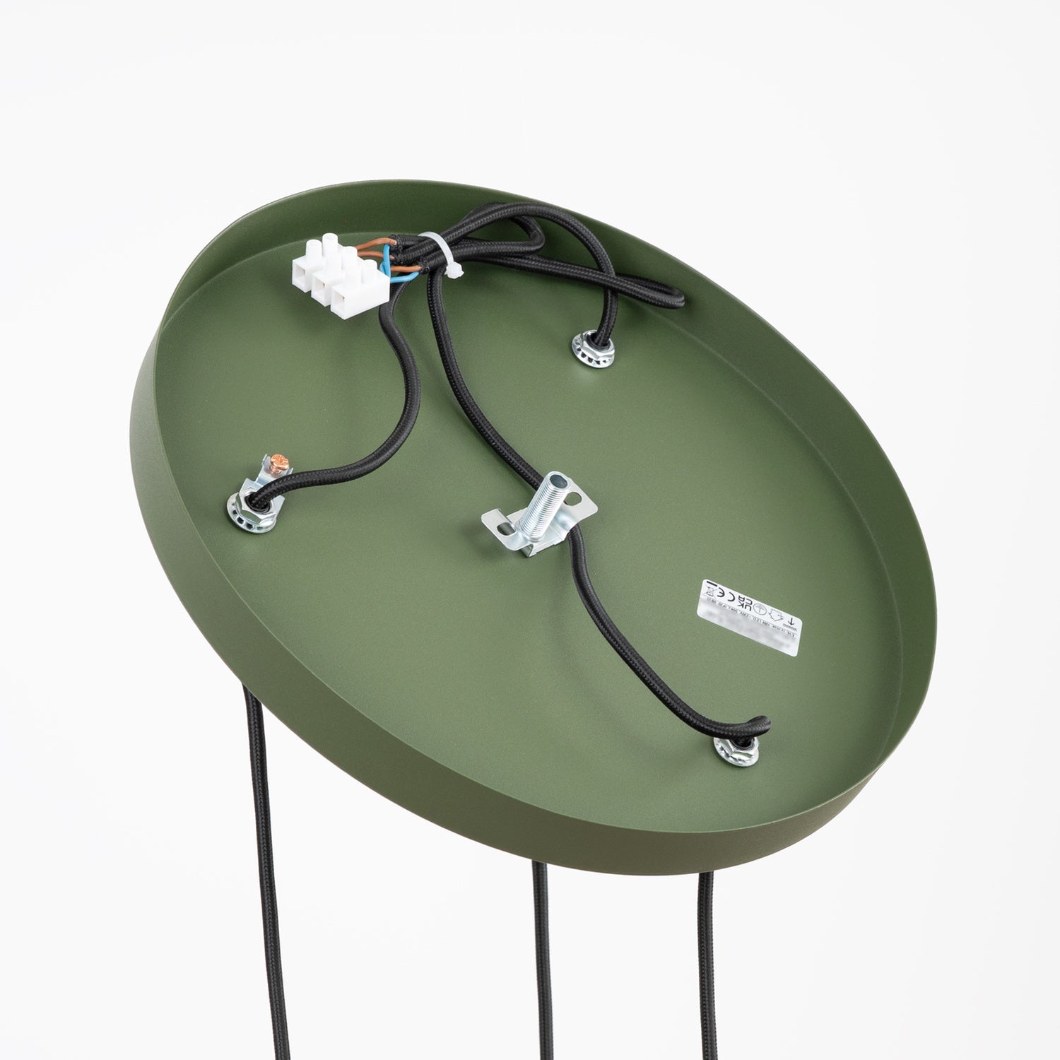 Suspension Estria 3 en grappe cône acier beige et vert olive E14, autre vue