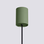 Suspension Estria cône acier beige et vert olive E14, détail du cône