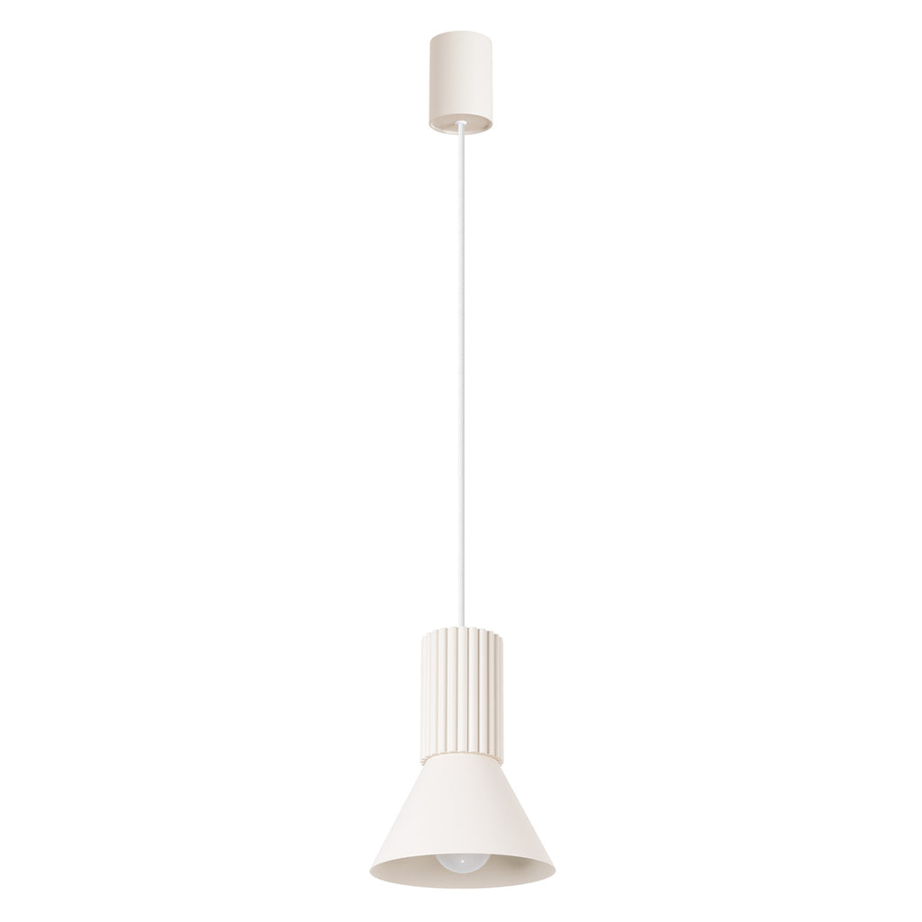 Suspension Estria cône acier beige E14