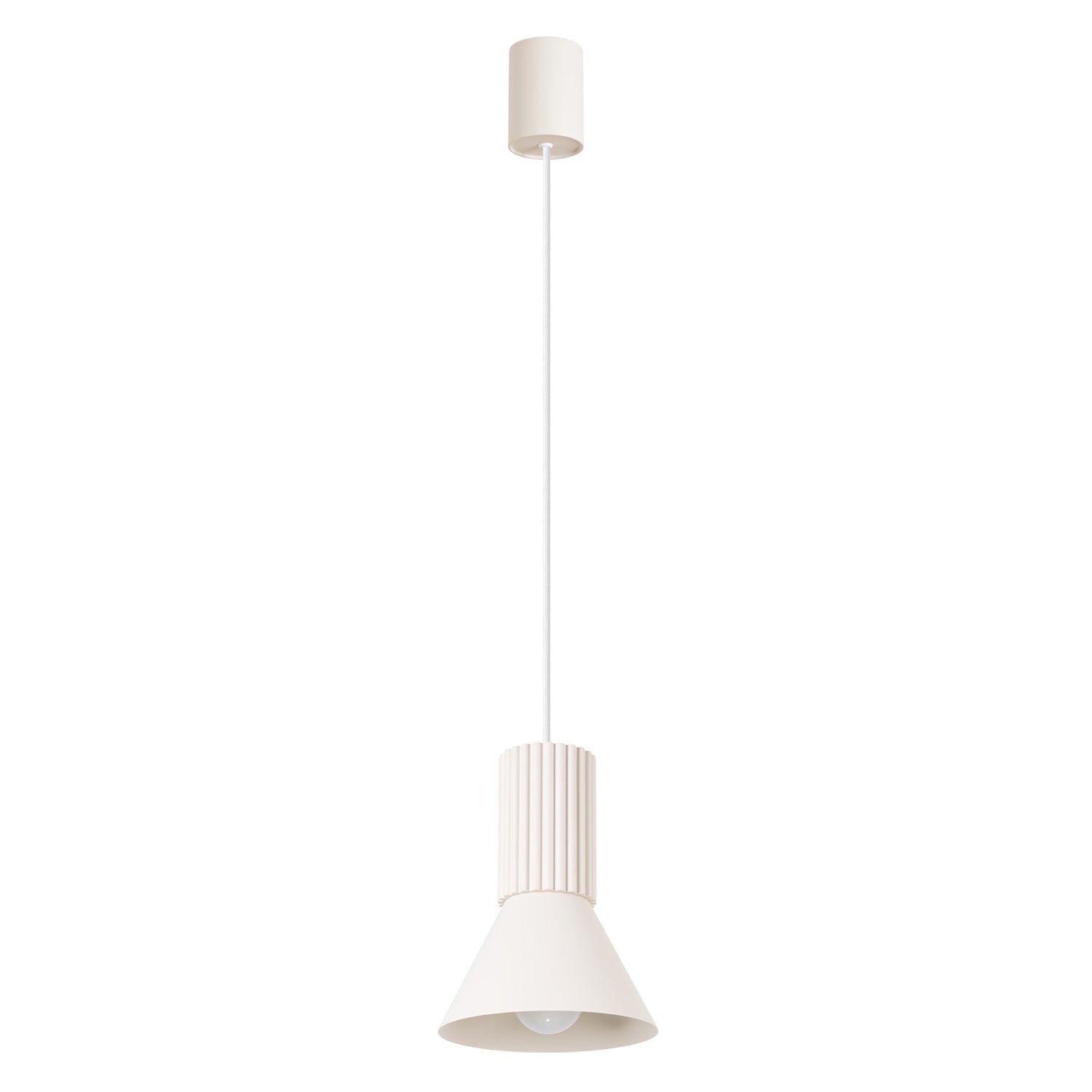 Suspension Estria cône acier beige E14