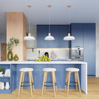 Suspension Fano métal et bois blanc E27, ambiance chaleureuse