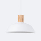 Suspension Fano métal et bois blanc E27, détail de l'abat-jour