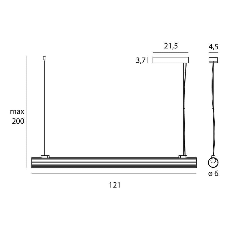Dimensions Suspension Fayette 121 cm noire