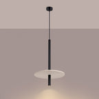 Suspension Feltro disque feutre beige et acier noir G9, en éclairage