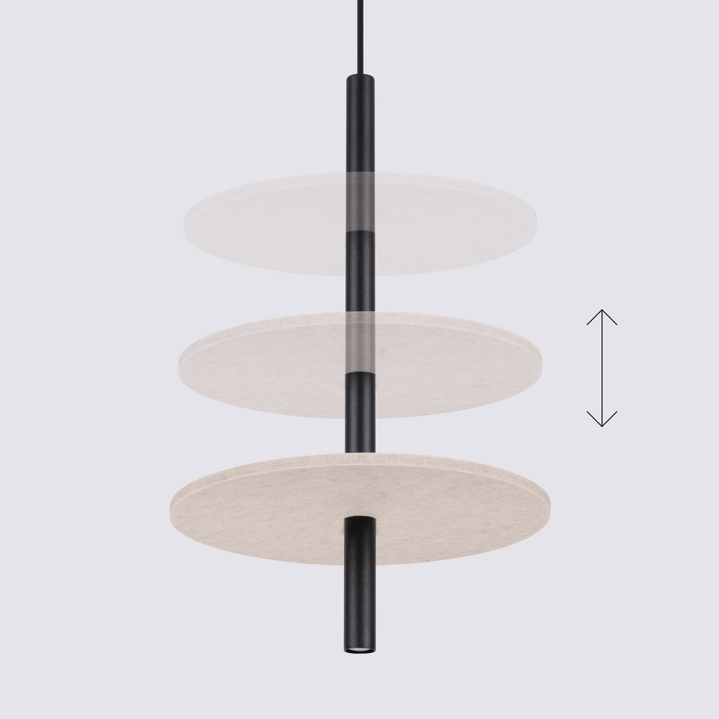 Suspension Feltro disque feutre beige et acier noir G9, détail