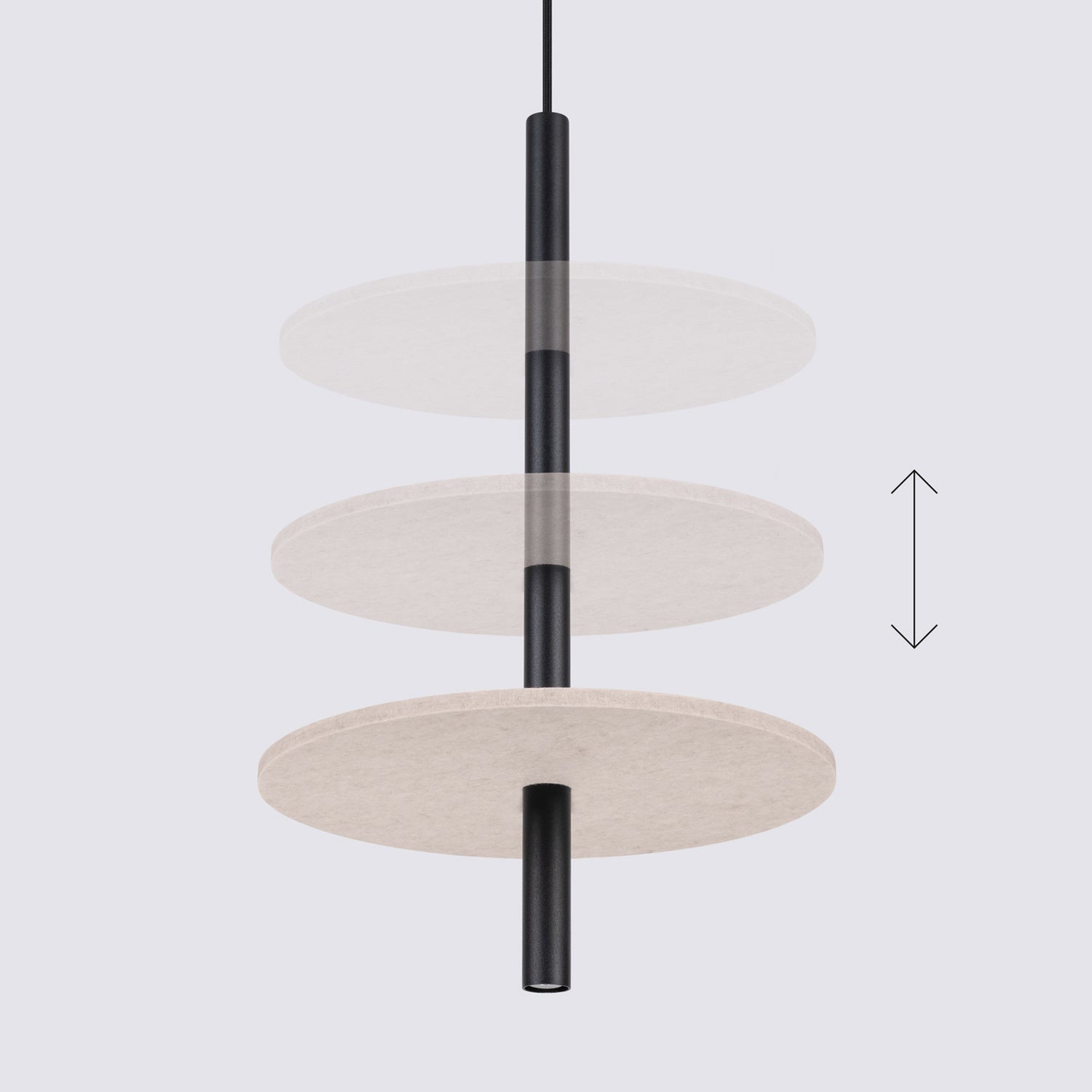 Suspension Feltro disque feutre beige et acier noir G9, détail