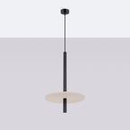 Suspension Feltro disque feutre beige et acier noir G9, vue de profil
