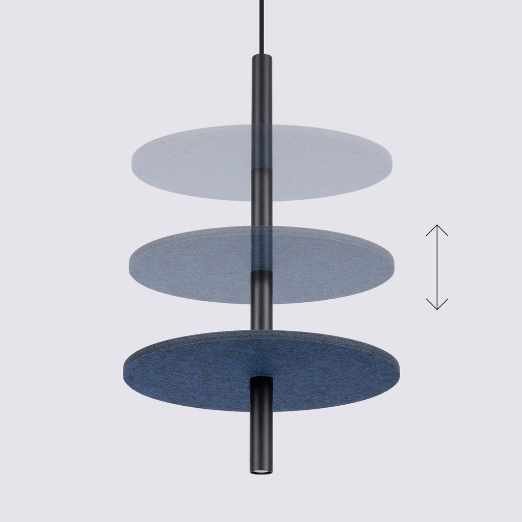 Suspension Feltro disque feutre bleu marine et acier noir G9, détail