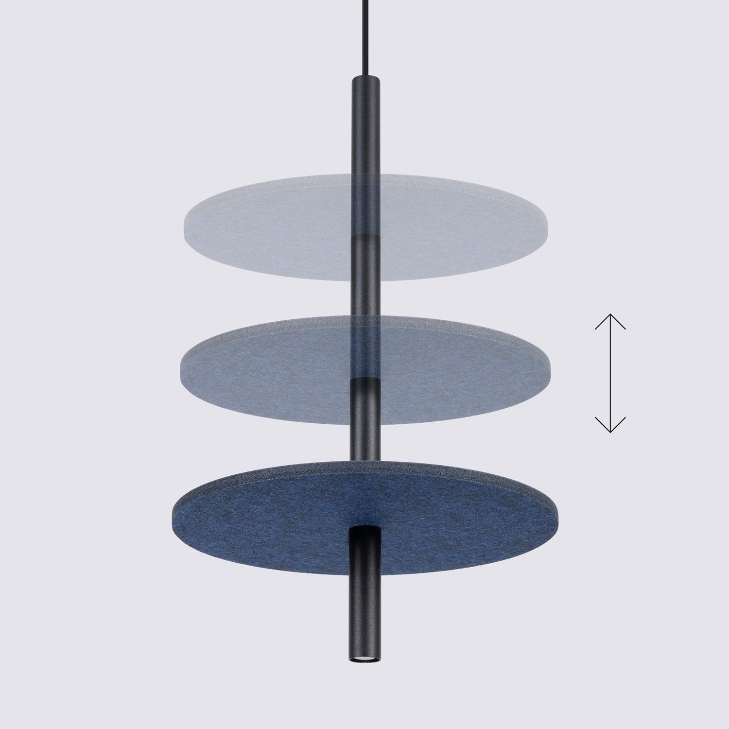 Suspension Feltro disque feutre bleu marine et acier noir G9, détail