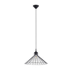 Suspension filaire Eda en acier noir avec abat-jour conique de 40 cm et ampoule à filament apparente