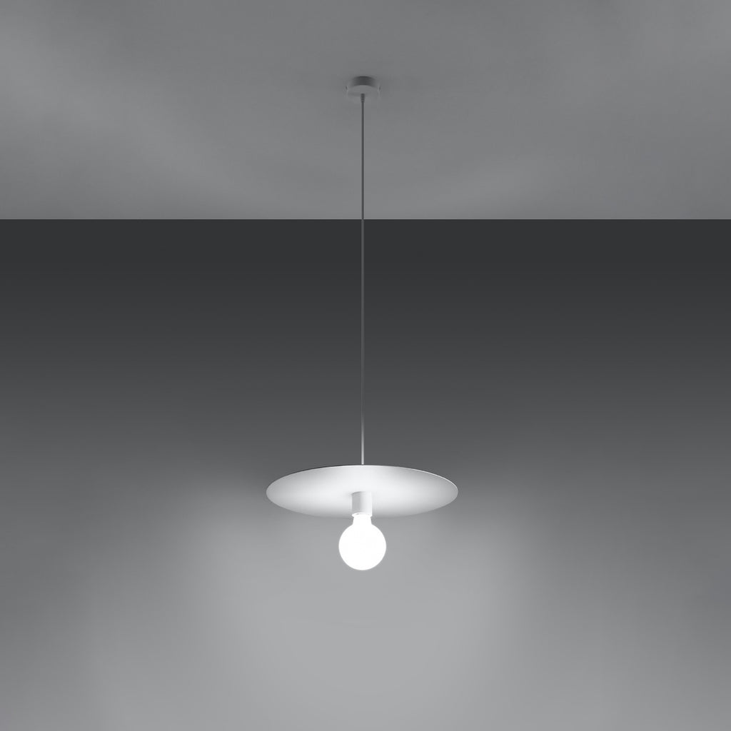 Suspension Flavio en métal blanc allumée