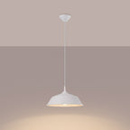 Suspension Frika métal blanc E27 allumée, lumière vers le bas