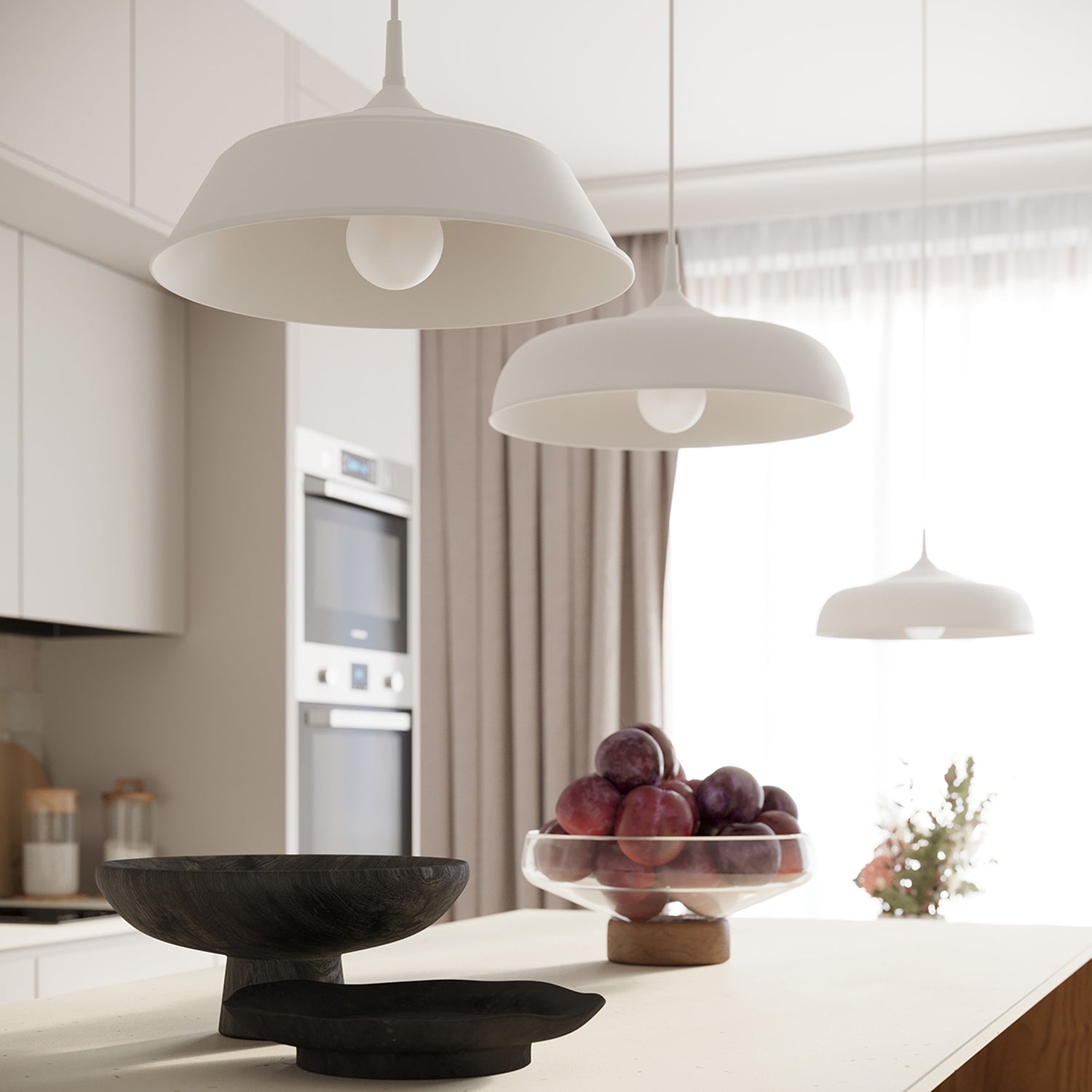 Suspension Frika métal blanc E27 en ambiance