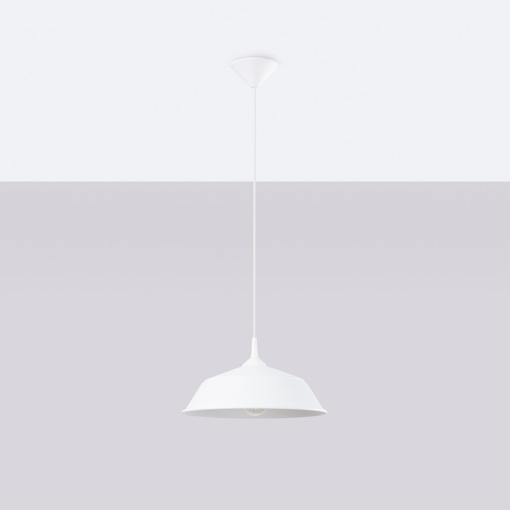 Suspension Frika métal blanc E27 de profil