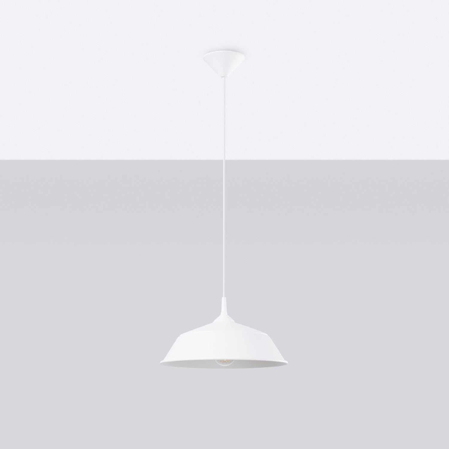 Suspension Frika métal blanc E27 de profil