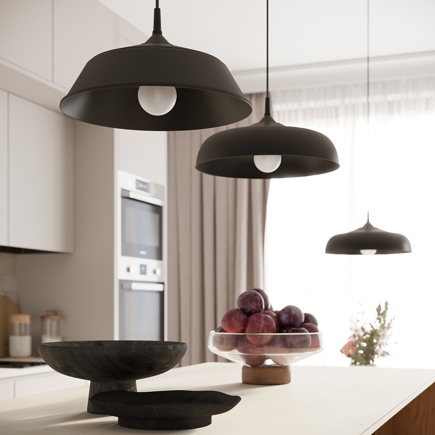 Suspension Frika métal noir E27 en ambiance