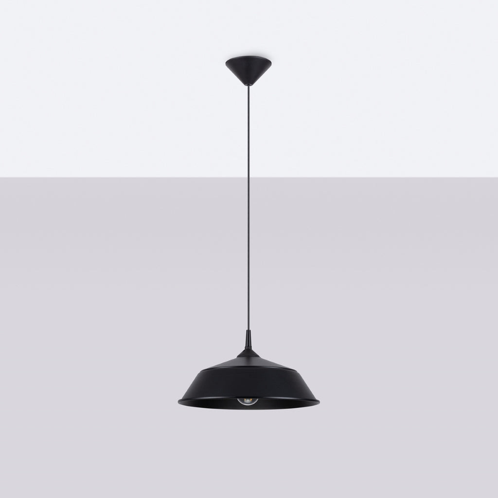 Suspension Frika métal noir E27 de profil