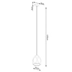 Schéma coté suspension Mint diamètre 20 cm hauteur totale 125 cm rosace 8 cm