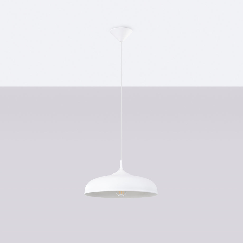 Suspension Gina métal blanc E27 de profil