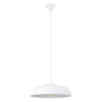Suspension Gina métal blanc E27, abat-jour en métal blanc, coupole arrondie et lisse