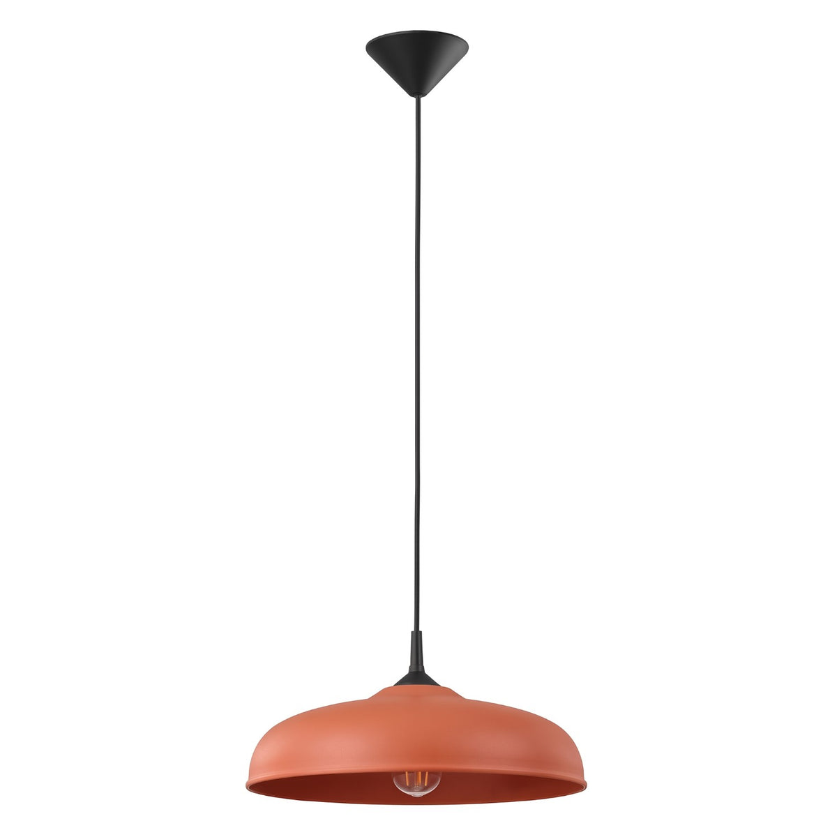 Suspension Gina métal E27, finition laque rouge ocre