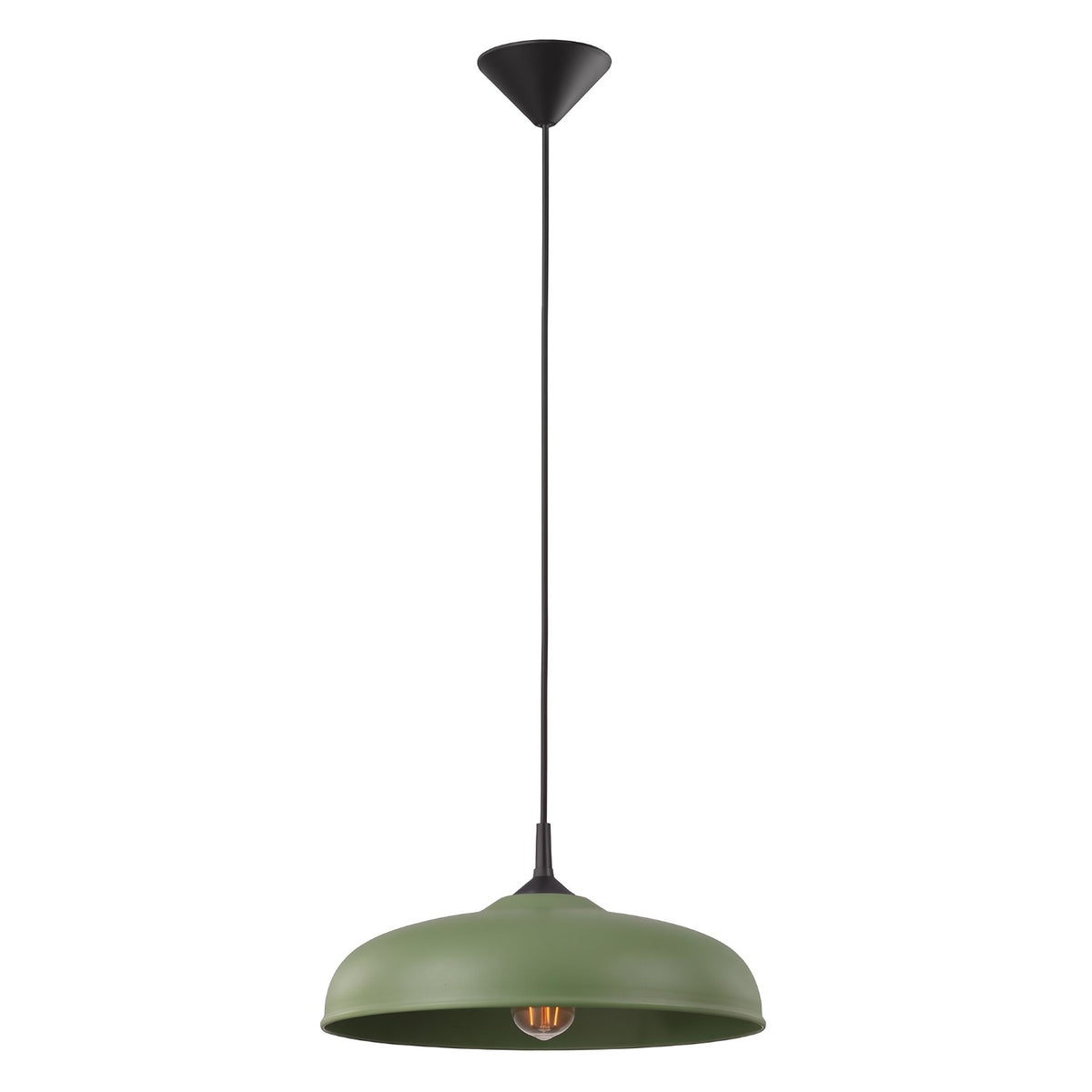 Suspension Gina métal E27, finition laque vert olive