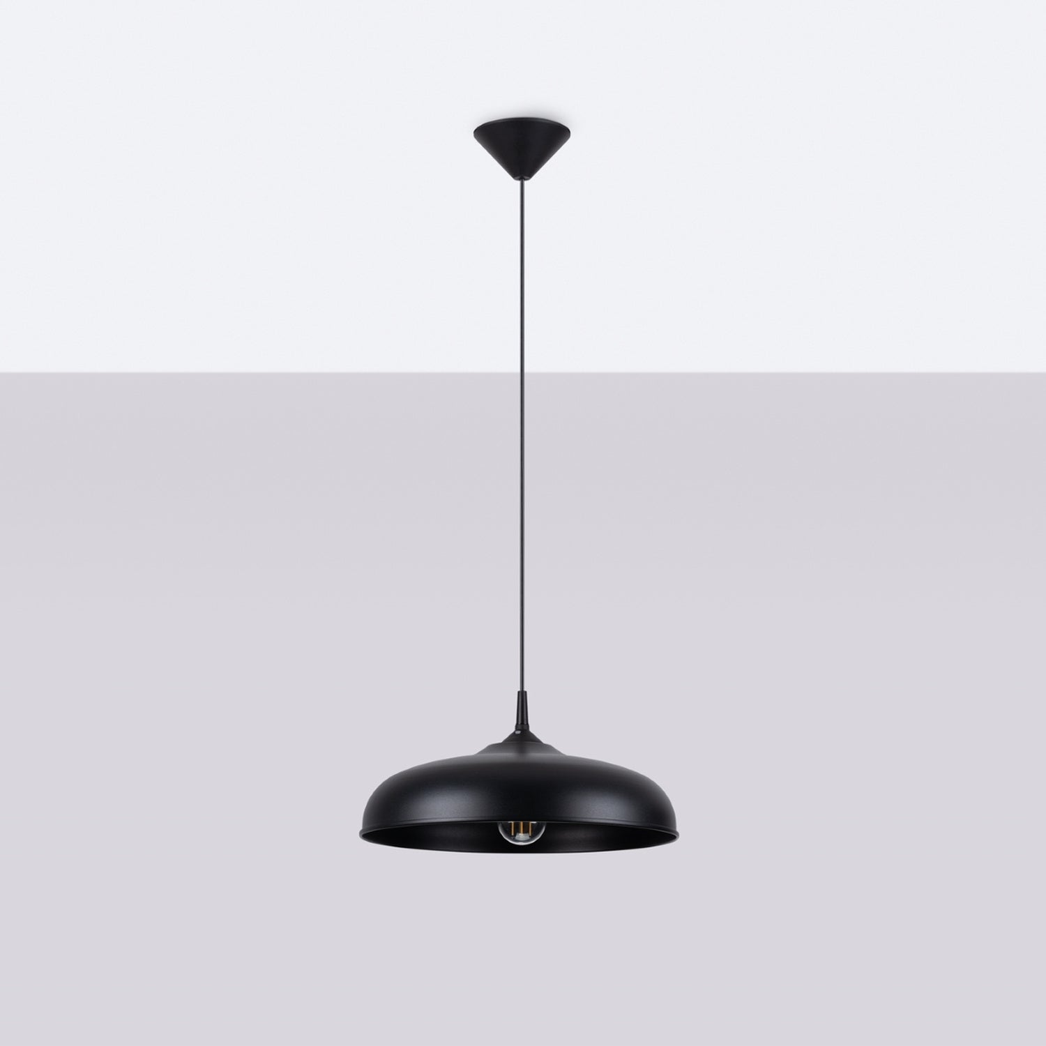 Suspension Gina métal noir E27 de profil