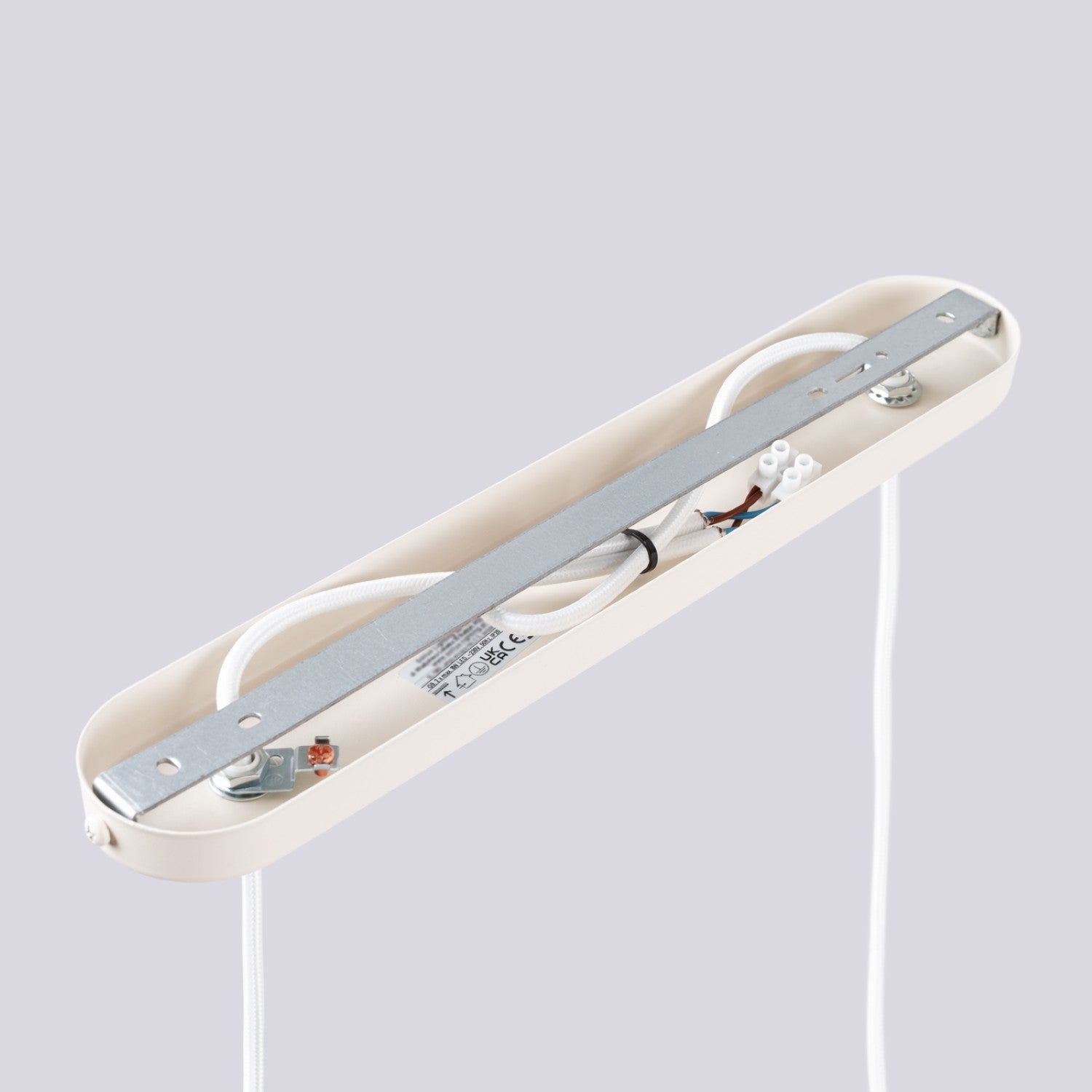 Suspension Halo 2 boules opale barre beige en ambiance