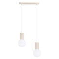 Suspension Halo 2 boules opale barre beige, deux boules de verre opale sous leur barre
