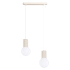 Suspension Halo 2 boules opale barre beige, deux boules de verre opale sous leur barre