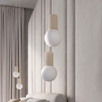Suspension Halo 2 boules opale grappe beige en ambiance