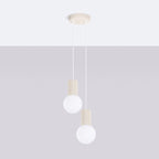 Suspension Halo 2 boules opale grappe beige suspendue au plafond