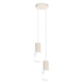 Suspension Halo 2 boules opale grappe beige, deux boules de verre opale sous leur rosace ronde