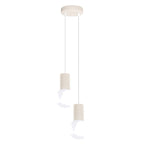 Suspension Halo 2 boules opale grappe beige, deux boules de verre opale sous leur rosace ronde