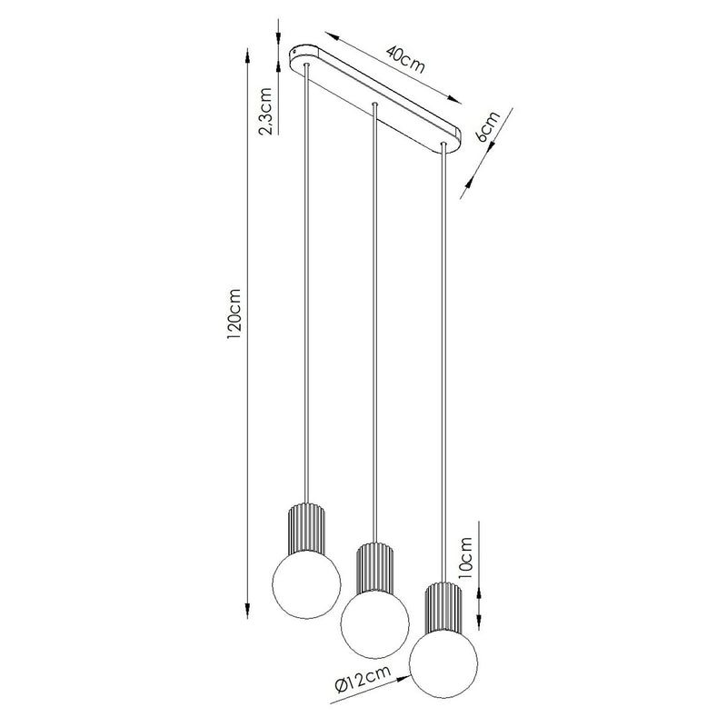 Dimensions Hängeleuchte Halo mit 3 Kugeln, opal, beige Stange, G9
