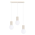 Suspension Halo 3 boules opale barre beige, trois boules de verre opale sous leur barre