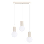 Suspension Halo 3 boules opale barre beige, trois boules de verre opale sous leur barre