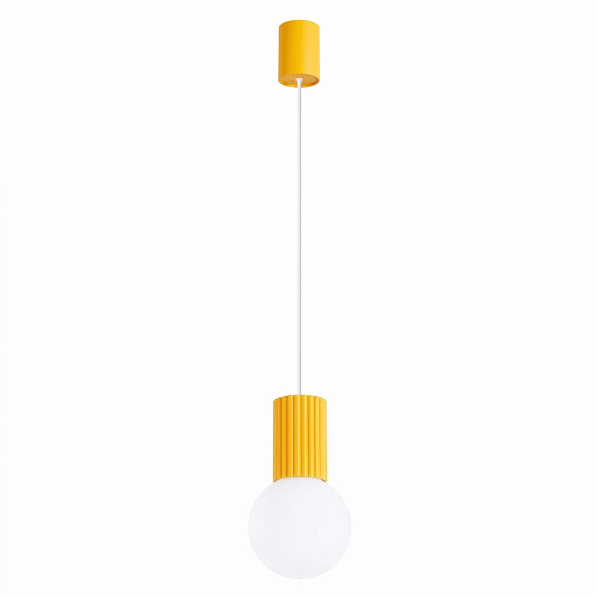 Suspension Halo boule opale jaune, boule de verre opale sous son culot cannelé