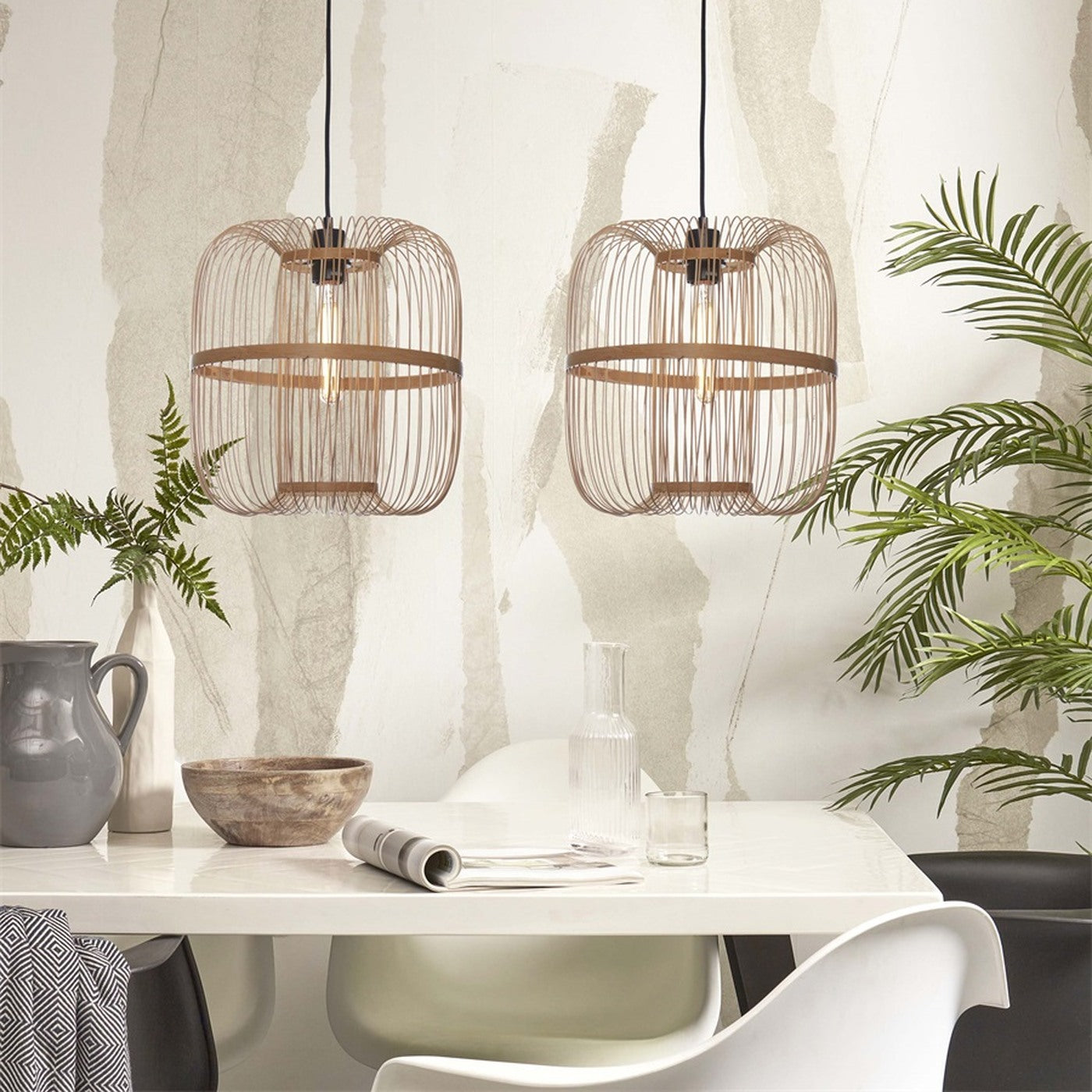 Suspension Hokkaido bambou naturel 38 cm E27, vue 2