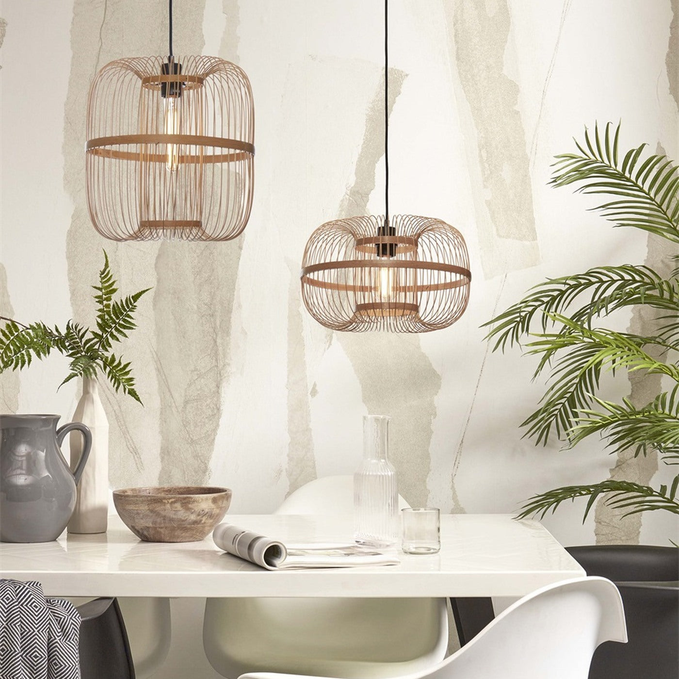 Suspension Hokkaido bambou naturel 38 cm E27, vue 3