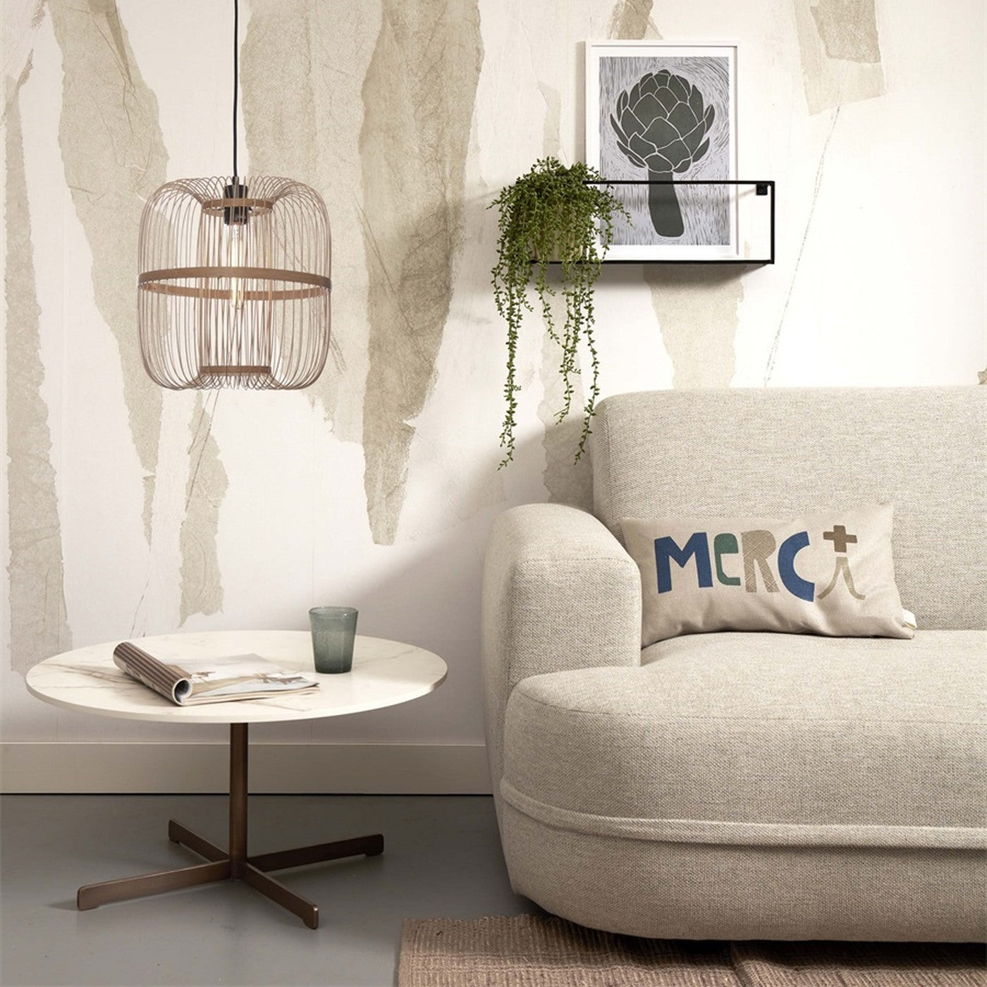 Suspension Hokkaido bambou naturel 38 cm E27, vue 4