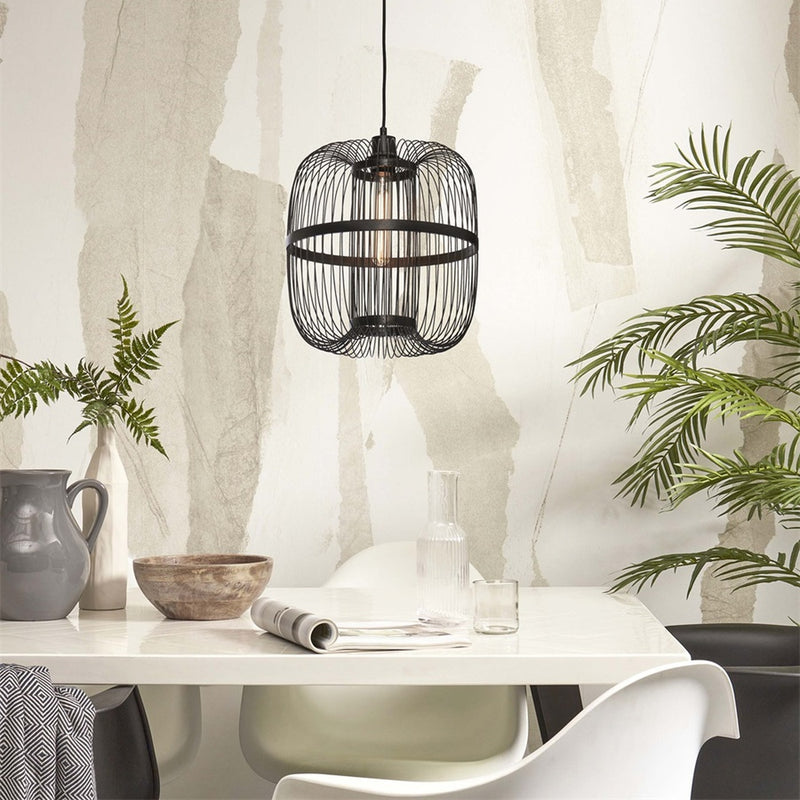 Dimensions Suspension Hokkaido bambou noir 38 cm E27