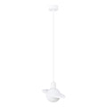 Suspension Hyperion globe opale et acier blanc G9, globe de verre opale cerclé d'un anneau plat en acier blanc