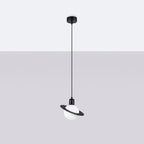 Suspension Hyperion globe opale et acier noir G9 de profil