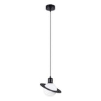 Suspension Hyperion globe opale et acier noir G9, globe de verre opale cerclé d'un anneau plat en acier noir