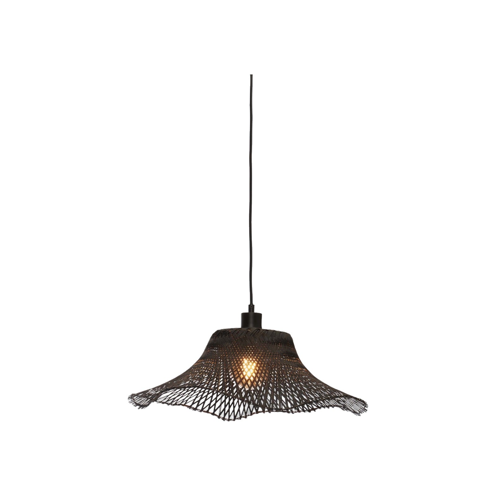 Suspension Ibiza bambou noir 50 cm E27