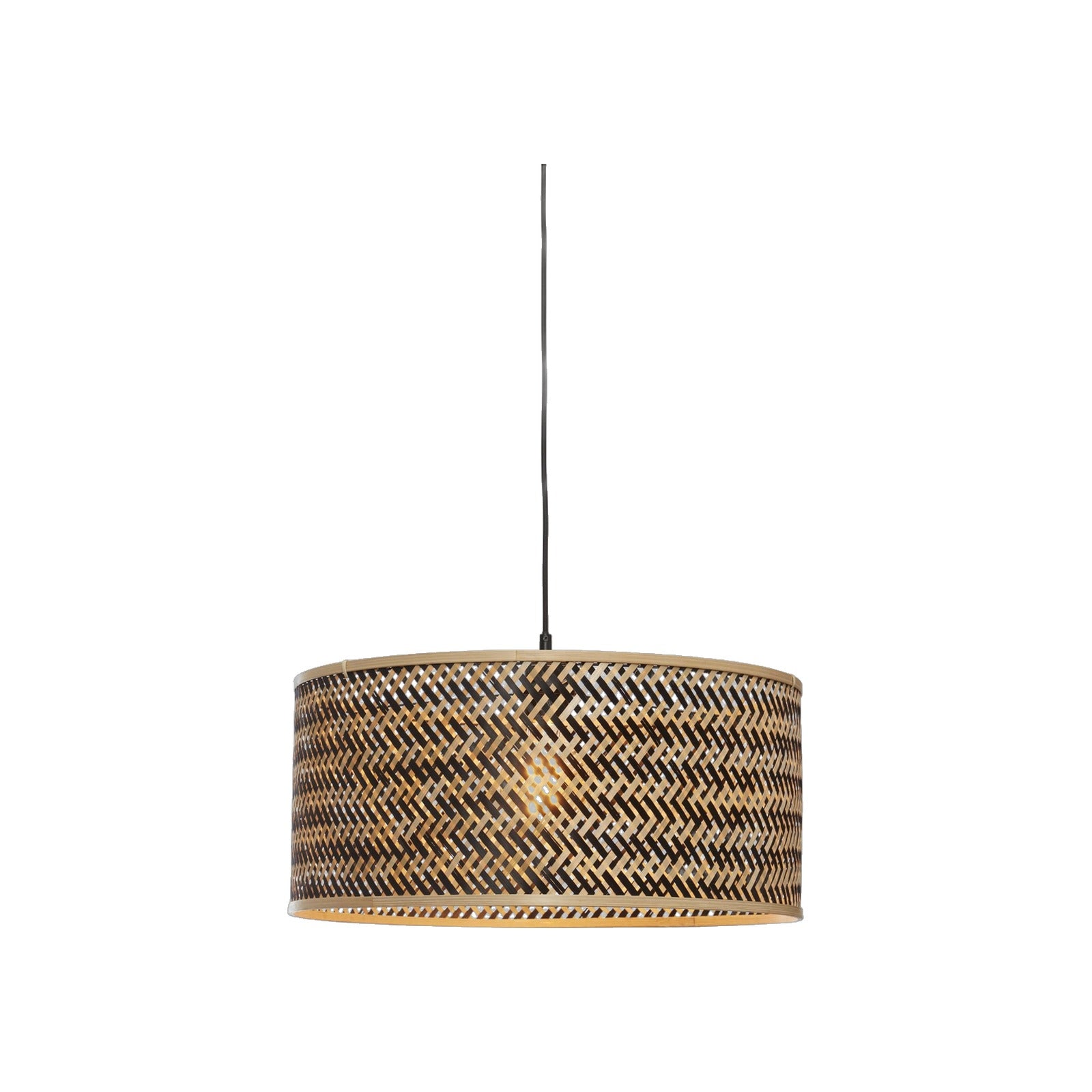 Suspension Java bambou bicolore tambour 50 cm E27